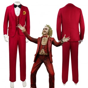 Beetlejuice Adam Red Suit Outfits Halloween Cosplay Costume