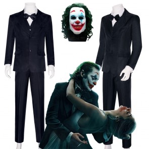 Joker 2 Arthur Fleck Black Suit Halloween Cosplay Costume