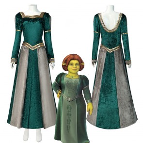 Shrek Princess Fiona Cosplay Upgrade Green Dress Halloween Costume