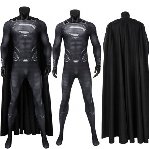 Justice League Superman Clark Kent Black Halloween Cosplay Costume
